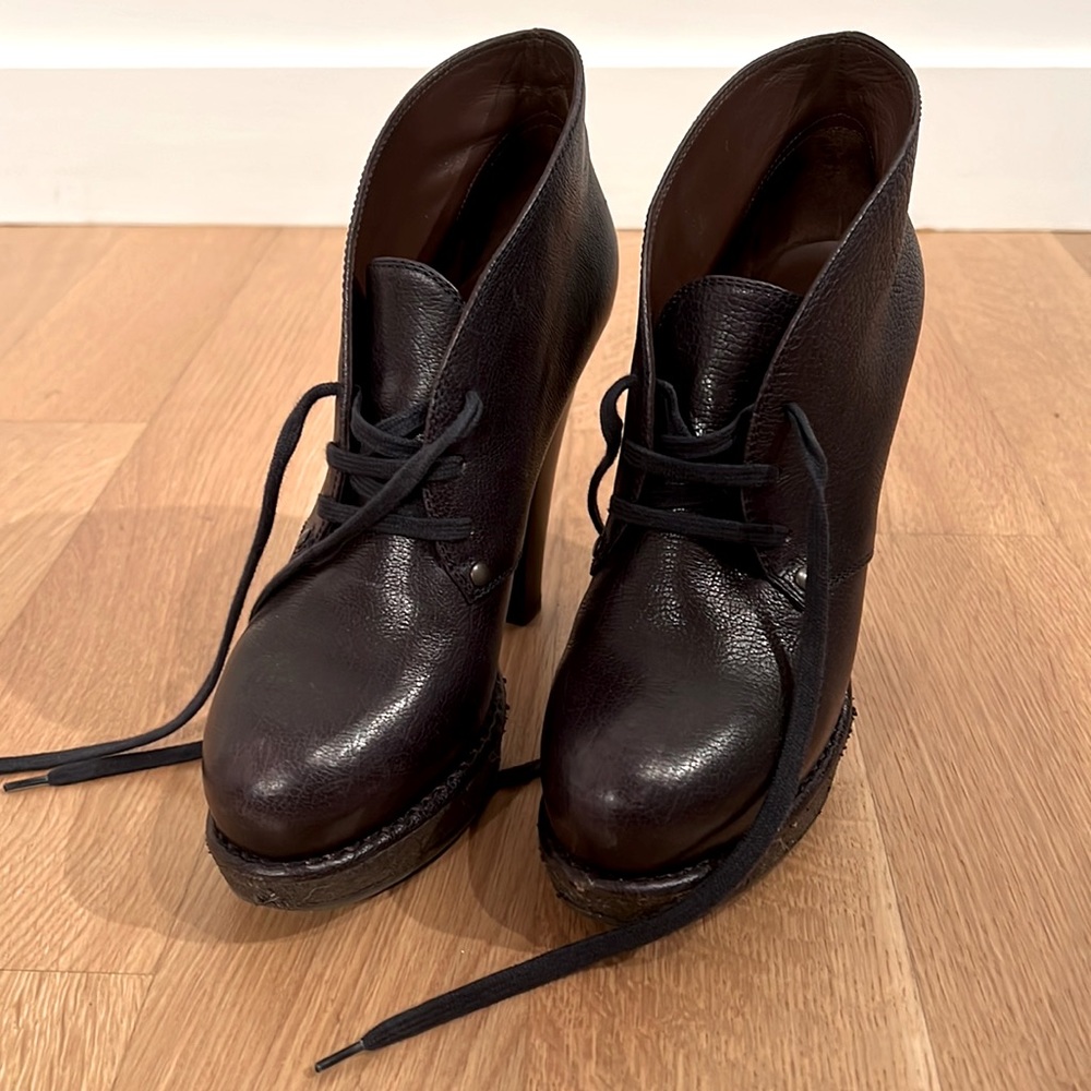 Bottega Veneta - Laced Platform Ankle Boots - Dark Blue - Size 37.5